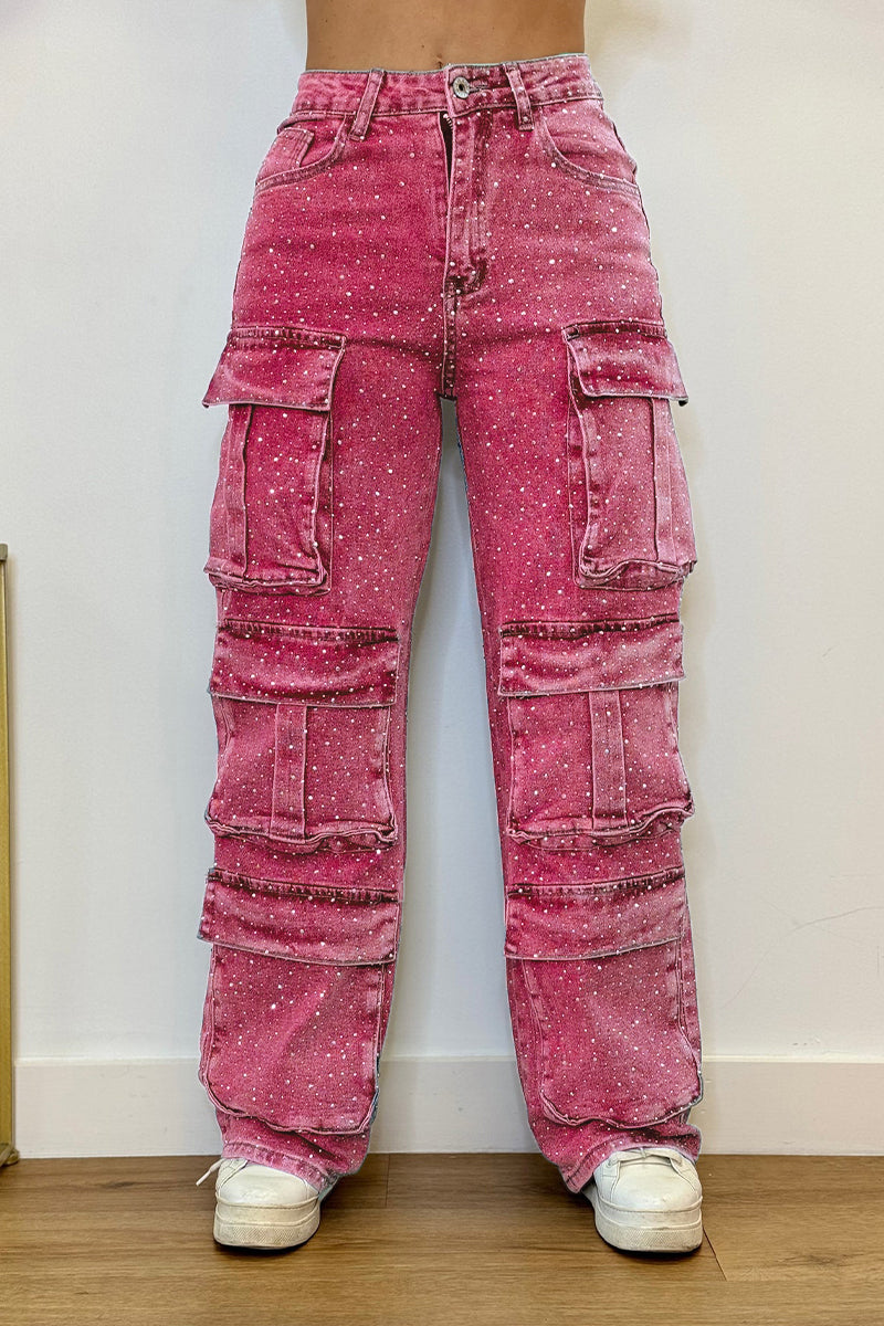 Women's Multi-Pocket Rhinestone Jeans