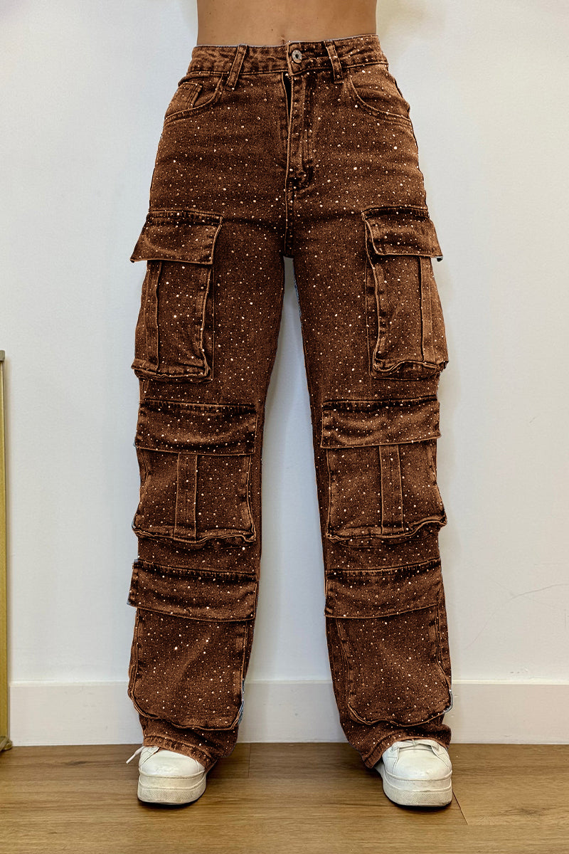 Women's Multi-Pocket Rhinestone Jeans