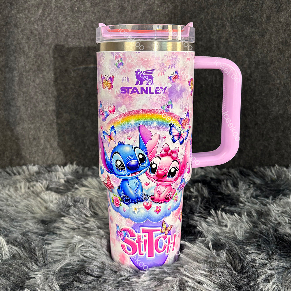 Stitch and Angel Butterfly 40oz Tumbler