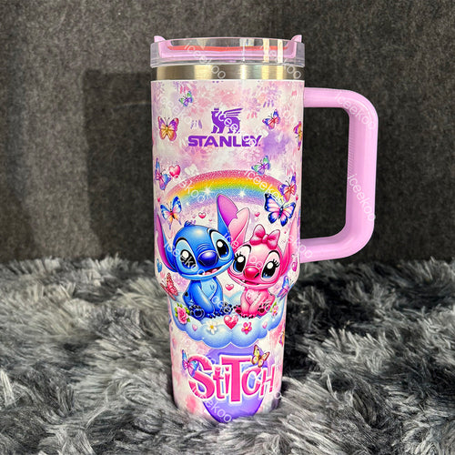 Stitch and Angel Butterfly 40oz Tumbler