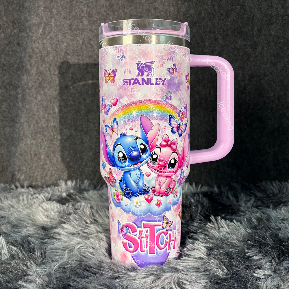 Stitch and Angel Butterfly 40oz Tumbler