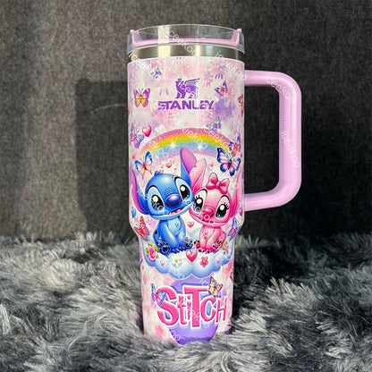 Stitch and Angel Butterfly 40oz Tumbler