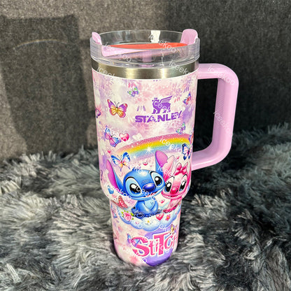 Stitch and Angel Butterfly 40oz Tumbler