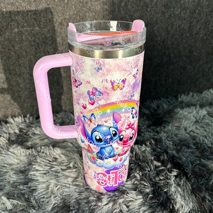 Stitch and Angel Butterfly 40oz Tumbler