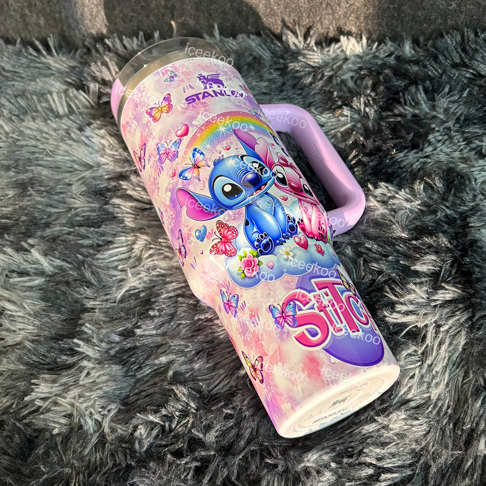 Stitch and Angel Butterfly 40oz Tumbler