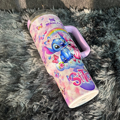 Stitch and Angel Butterfly 40oz Tumbler